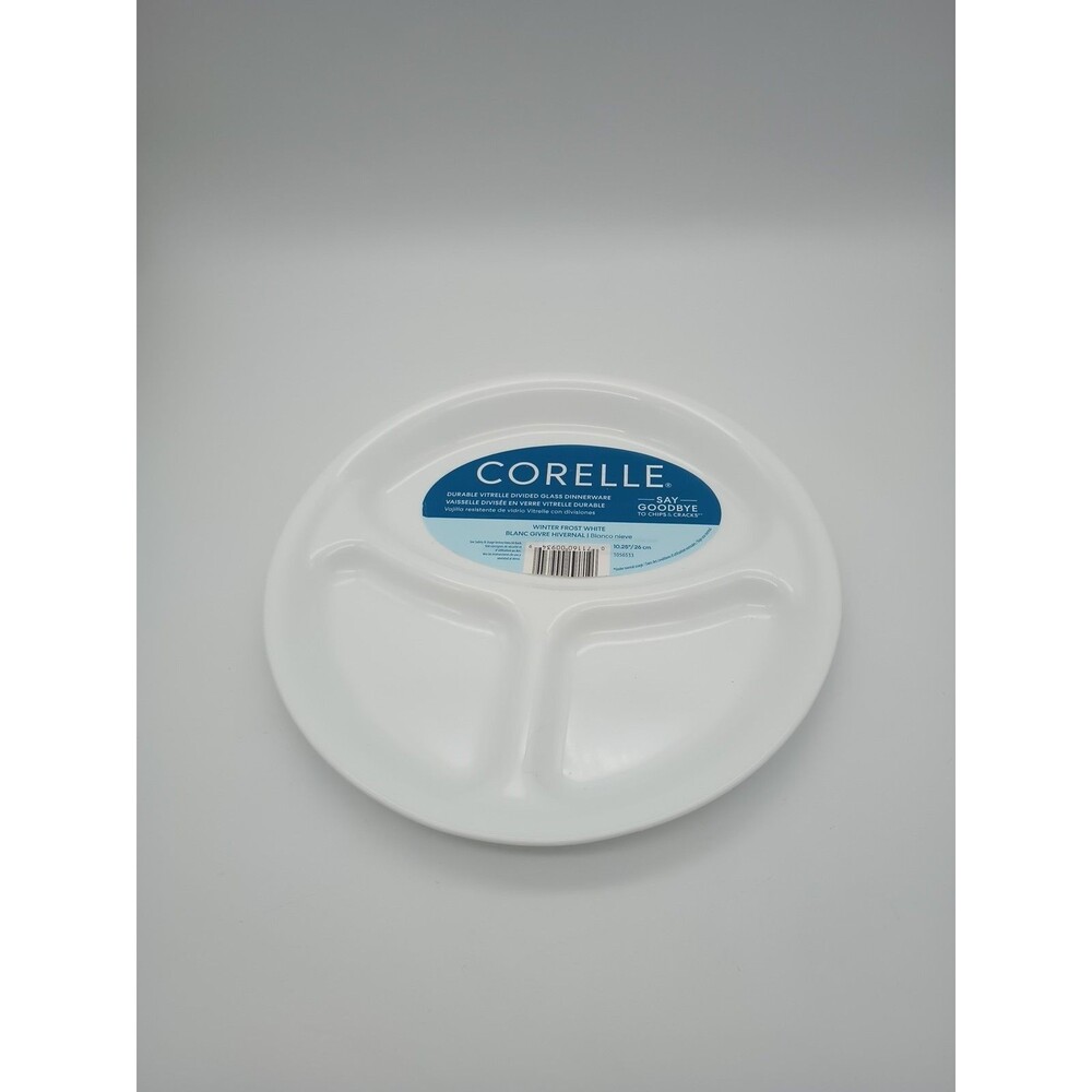 Corelle Livingware Divided Dinner Plate, Winter Frost White, 10.25 in.